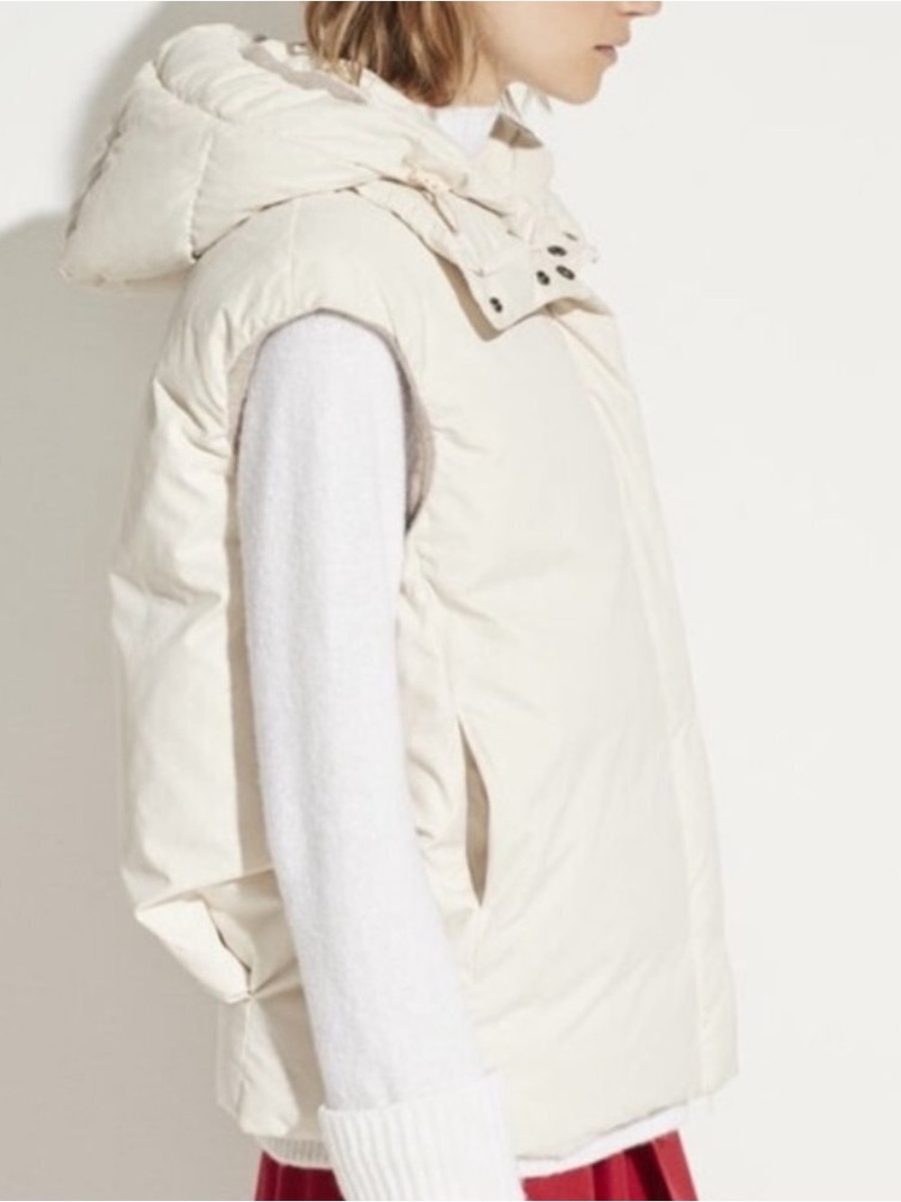 Vince Cream Hooded Puffer Vest